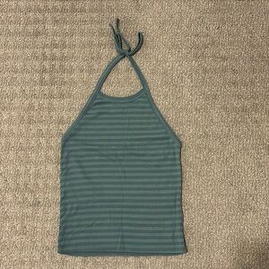 American Eagle Halter Top Striped Blue and Green
